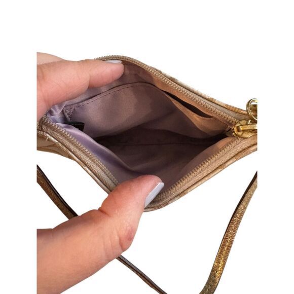 Coach Signature Canvas Wristlet - Khaki/Raspberry/Teal - Picture 6 of 10